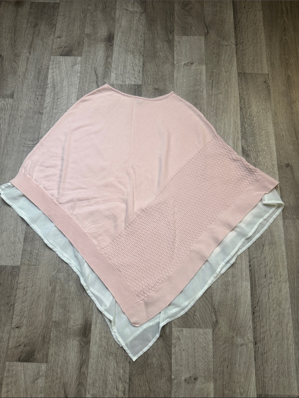 The Limited - Light Pink Layered Knit Poncho with Sheer Hem size XS/S